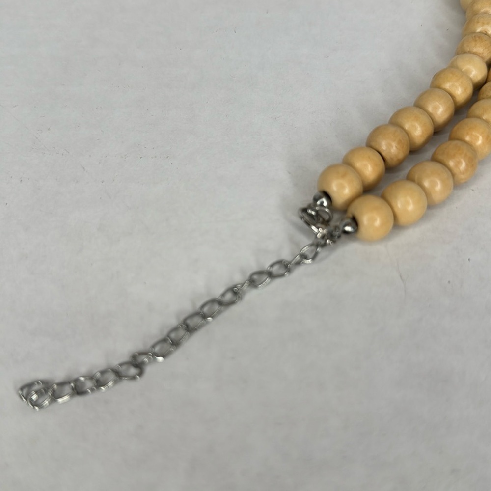 Vintage wooden Yellow and Cream Multi-Strand Necklace Waterfall Effect lot A8 - Picture 4 of 7